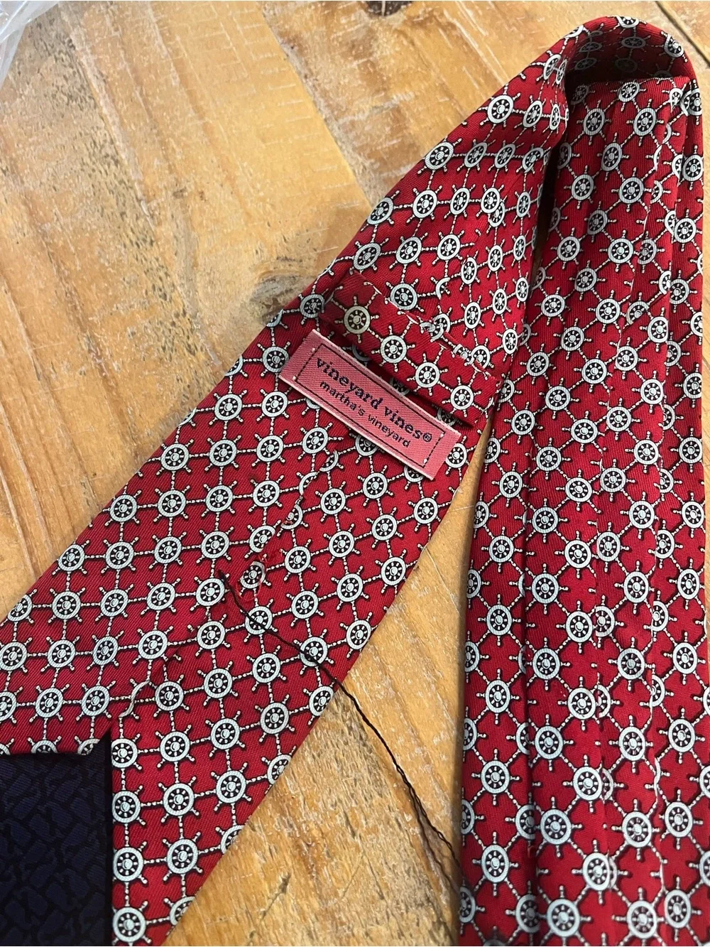 Vineyard Vines Red Nautical Wheel Print Tie